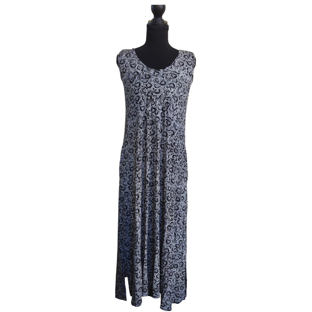 Salaam Maxi Dress S Geometric Empire Pockets Lagenlook Artsy Whimisical Academia
